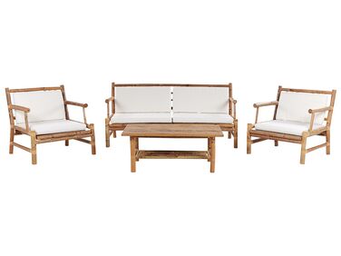 4-pers. loungesæt hvid/lyst bambustræ RICCIONE