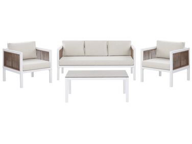 Lounge Set Aluminium weiß 5-Sitzer Auflagen beige BORELLO