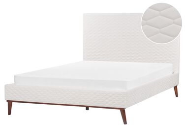 Sametová postel 140 x 200 cm bílá BAYONNE