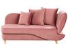 Chaise-longue à direita com arrumação em veludo rosa MERI II_914300