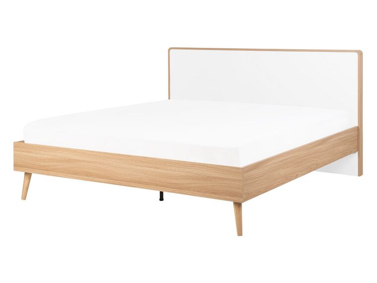 EU Double Size Bed Light Wood SERRIS_748359