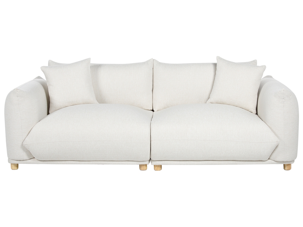 3 Seater Fabric Sofa Off White Luvos