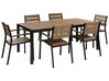Zestaw ogrodowy stół i 6 krzeseł jasne drewno z czarnym VERNIO_862893