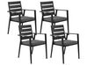 Set di 4 sedie da giardino metallo nero grigio e legno chiaro TAVIANO_841713