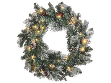 Pre-Lit Frosted Christmas Wreath ⌀ 40 cm Green WAPTA