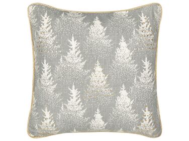 Coussin en coton gris à motif d'arbres de Noël 45 x 45 cm BILLBERGIA