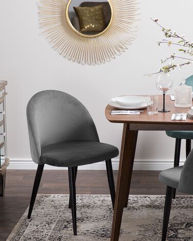 Set of 2 Velvet Dining Chairs Grey VISALIA