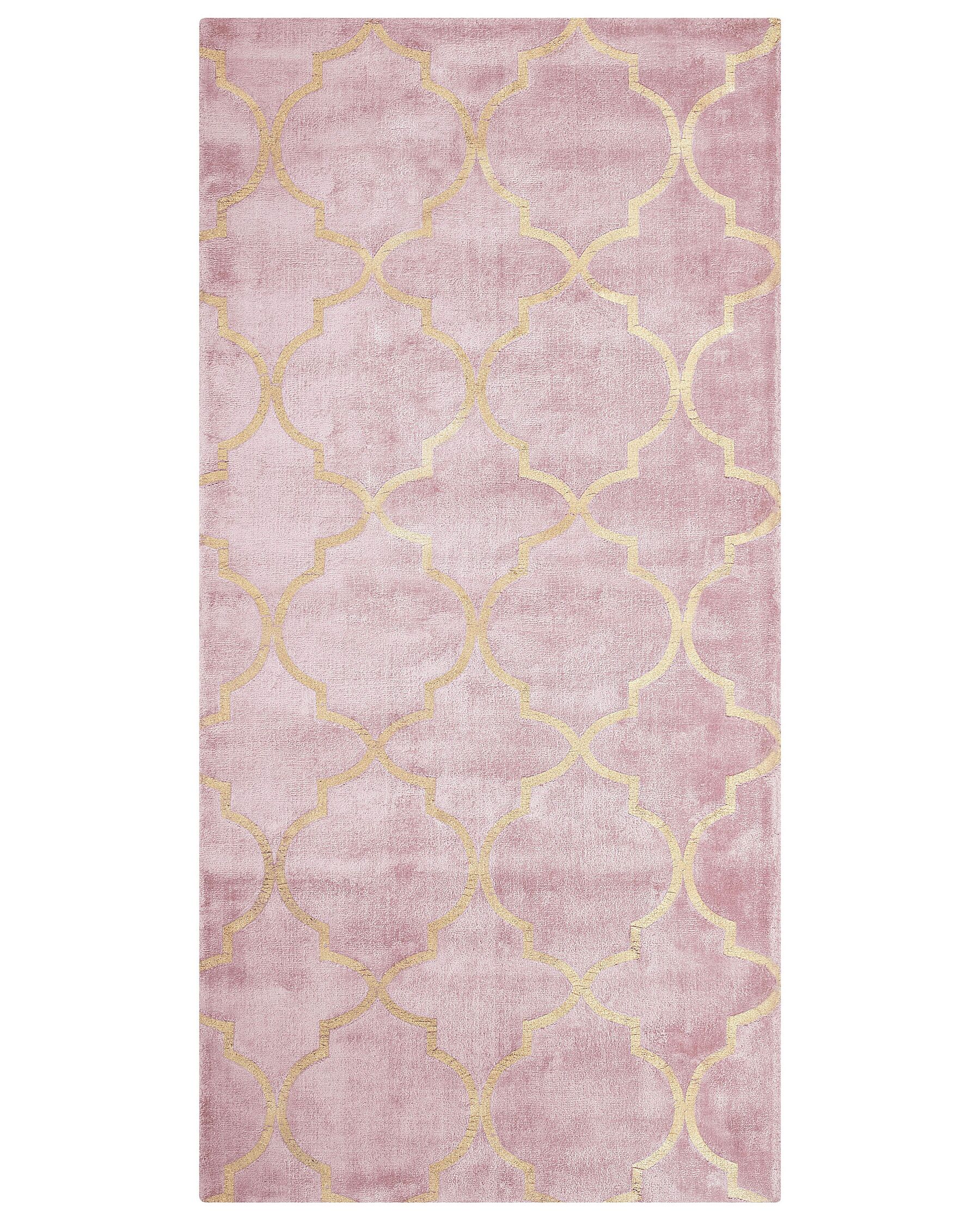 Teppich rosa/gold 80 x 150 cm marokkanisches Muster YELKI | Beliani.de