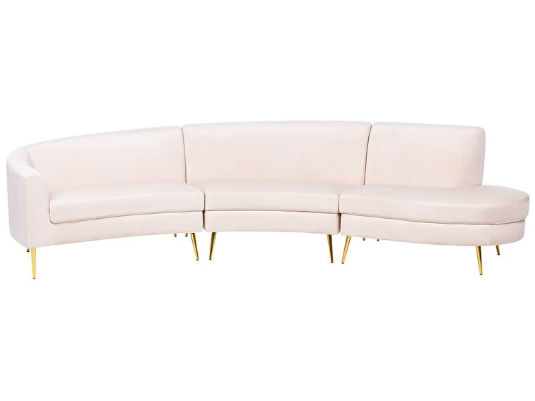 4 Seater Curved Velvet Sofa Beige MOSS_851350