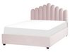 Bed met opbergruimte fluweel roze 160 x 200 cm VINCENNES_837333
