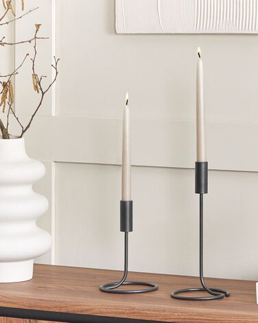 Set of 2 Iron Candlesticks Black BUNYU