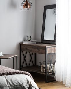 Konsolipöytä 2 laatikkoa ruskeanharmaa/musta AYDEN Konsolipöytä 2 laatikkoa ruskeanharmaa/musta AYDEN