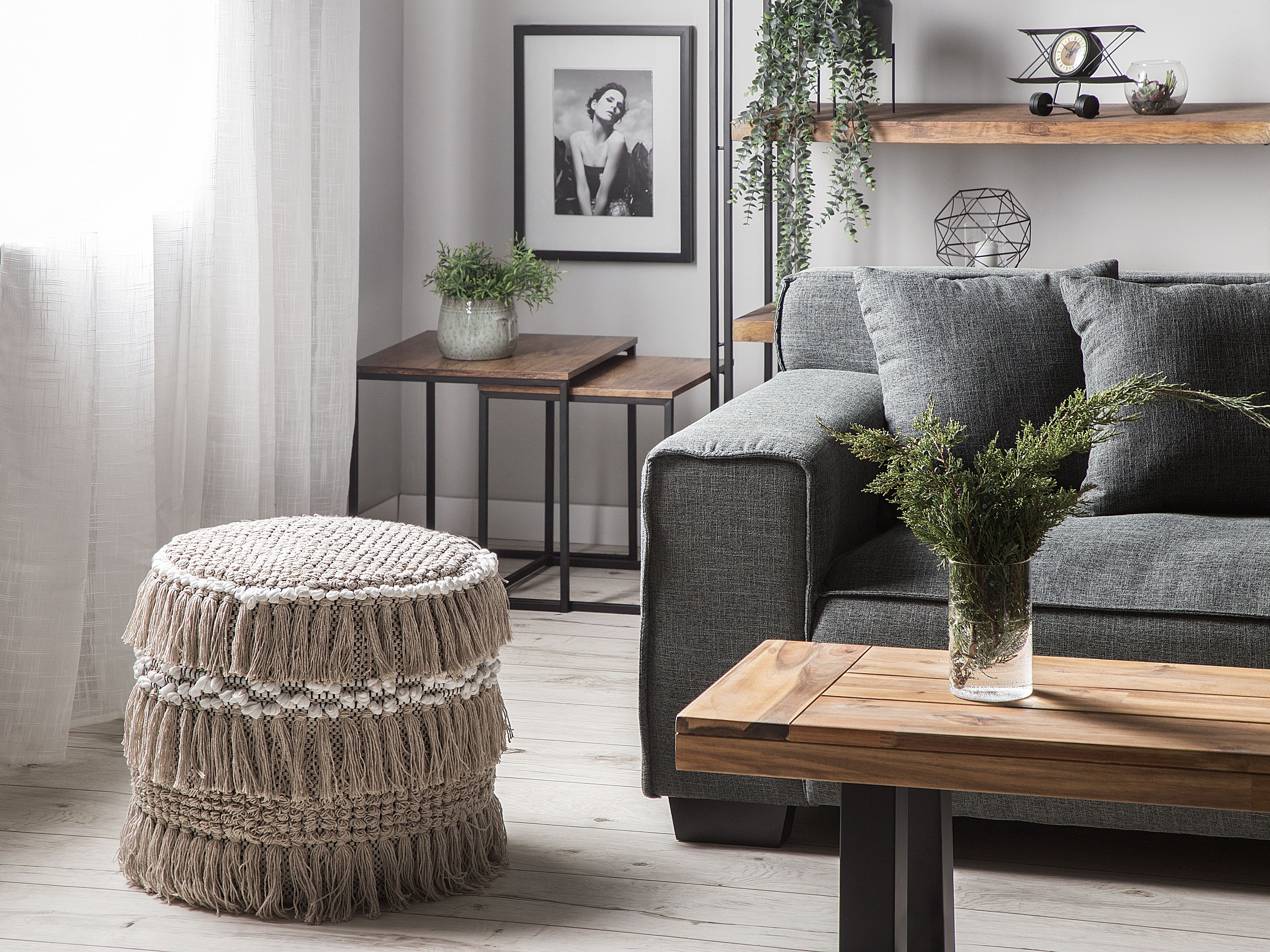 Puf ø 44 cm beżowy NOIDA