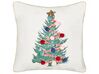 Set of 2 Cotton Cushions Christmas Tree Pattern 45 x 45 cm White EPISCIA_887671