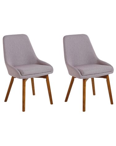 	Conjunto de 2 sillas de comedor de poliéster gris pardo/madera oscura MELFORT