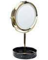 Make-up spiegel met LED goud/zwart ø 26 cm SAVOIE_848179