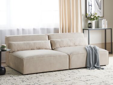 2-seters modulær armløs sofa fløyel Beige HELLNAR