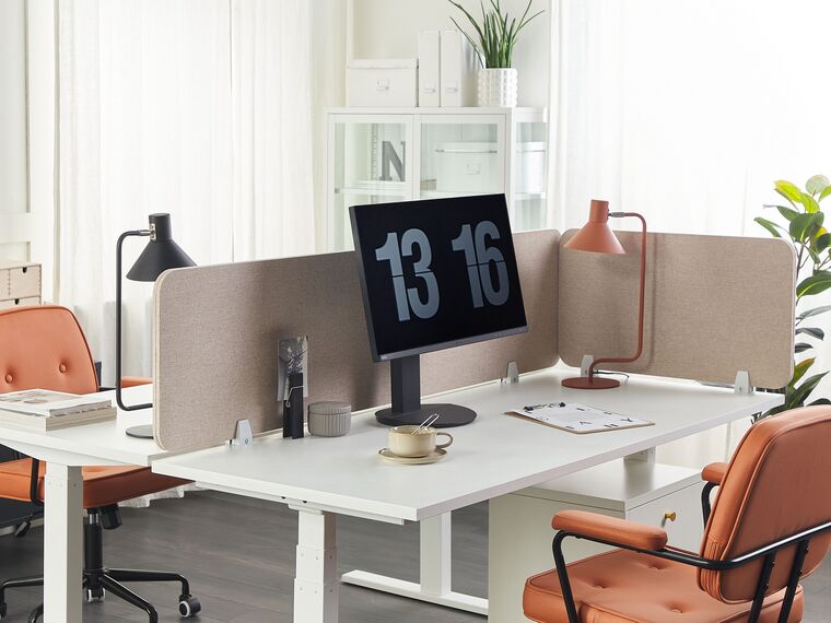 Séparateur De Bureau Beige 160x40 Cm - Écran Acoustique Wally Pour Open Space