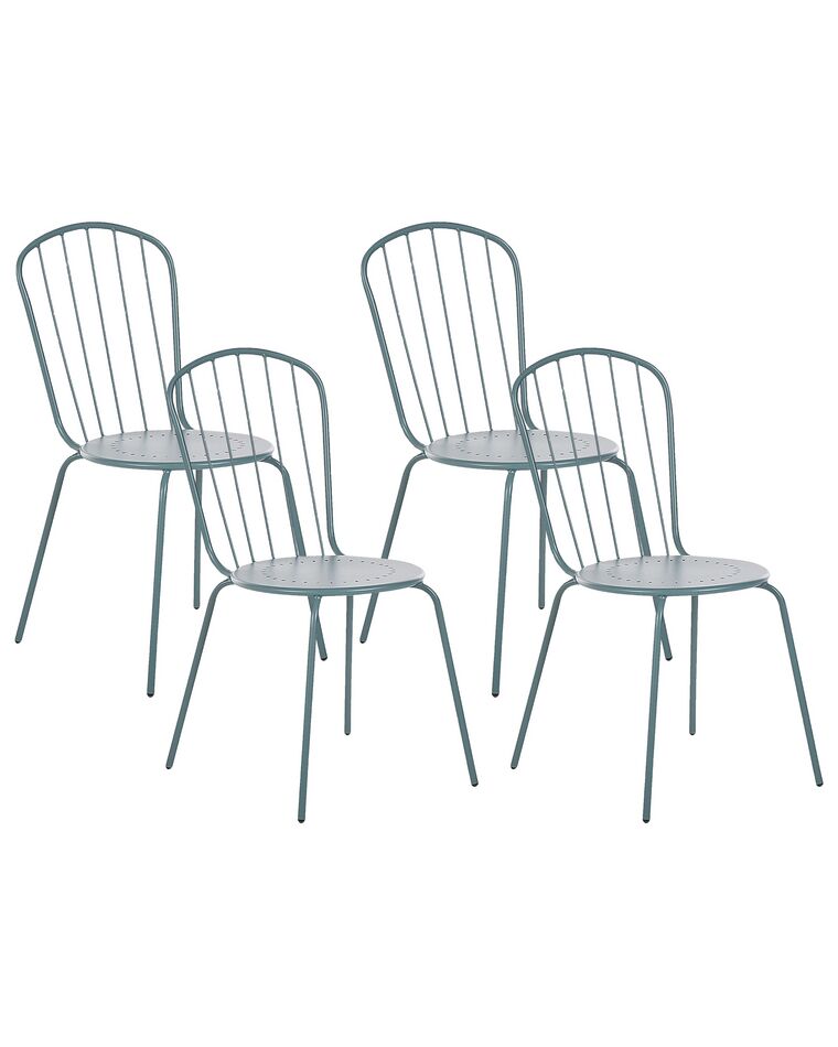 Conjunto de 4 cadeiras de jardim em metal azul claro CALVI_815607