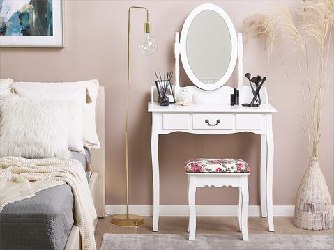 Drawer Dressing Table With Oval Mirror, Vanity Table No Mirror
