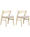 Set of 2 Dining Chairs Light Wood and Beige MAROA_881078