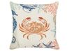 Set of 2 Linen Cushions Crab Motif 45 x 45 cm Beige SARGASSUM_893054