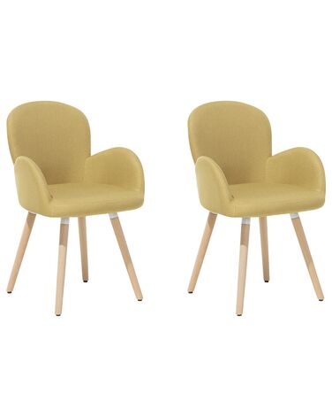 Set of 2 Fabric Dining Chairs Yellow BROOKVILLE