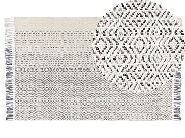 Teppich Wolle weiß / grau 140 x 200 cm Kurzflor OMERLI 