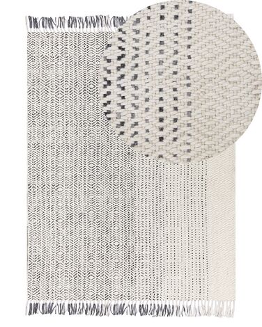 Alfombra de lana blanco/gris 140 x 200 cm OMERLI