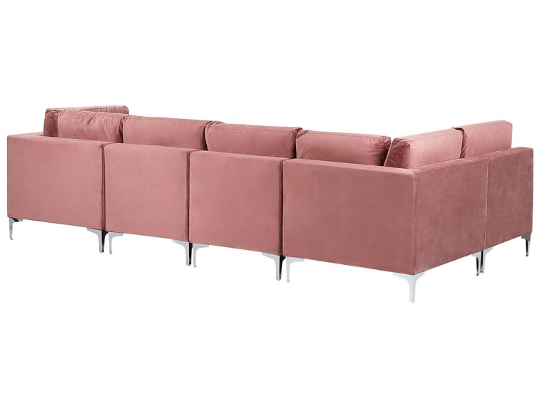 Right Hand 5 Seater Modular Velvet Corner Sofa Pink EVJA Beliani.co.uk