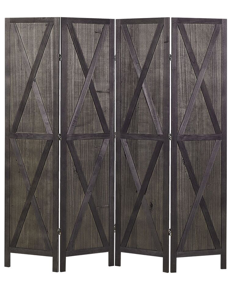 Fällbar rumsavdelare 4 paneler 170 x 163 cm mörkbrun RIDANNA_874084