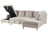 Velvet Corner Sofa Bed with Storage Beige LERUM_826079