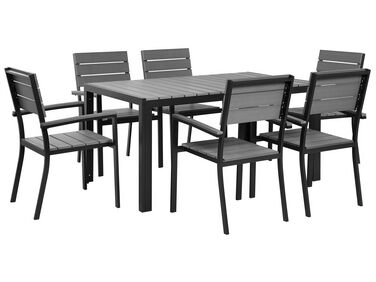 Gartenmöbel Set Kunstholz grau / schwarz 6-Sitzer COMO