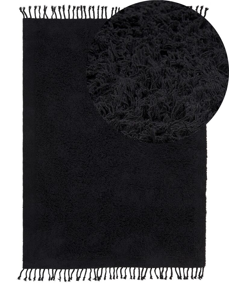 Alfombra de algodón negro 140 x 200 cm BITLIS_837654