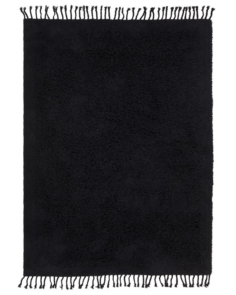 DII Farmhouse Gewebter Überwurf – 50 X 60 Cm, Mit Fransen, Schwarz, 100% Baumwolle