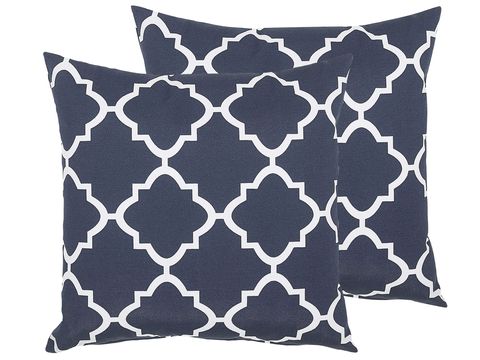 navy blue patterned cushions