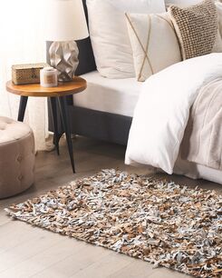 Matto nahka ruskea/harmaa 80 x 150 cm MUT