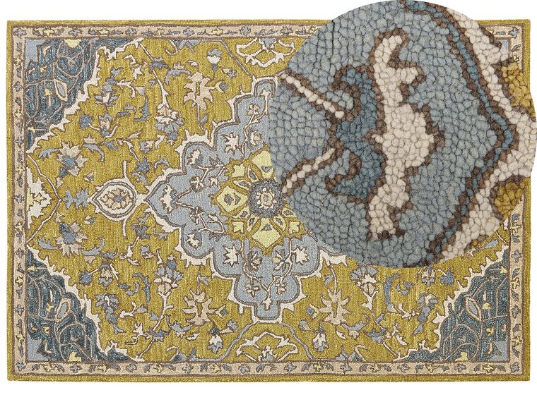 Tapete de lã amarelo e azul 160 x 230 cm MUCUR_830698