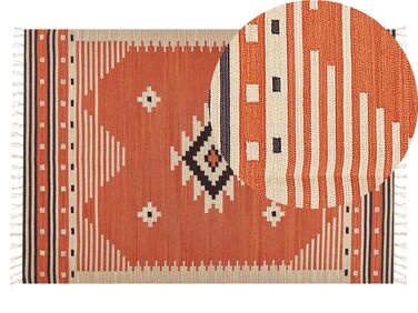 Bavlnený kelímový koberec 140 x 200 cm oranžový GAVAR