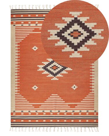 Tappeto kilim cotone arancione 140 x 200 cm GAVAR