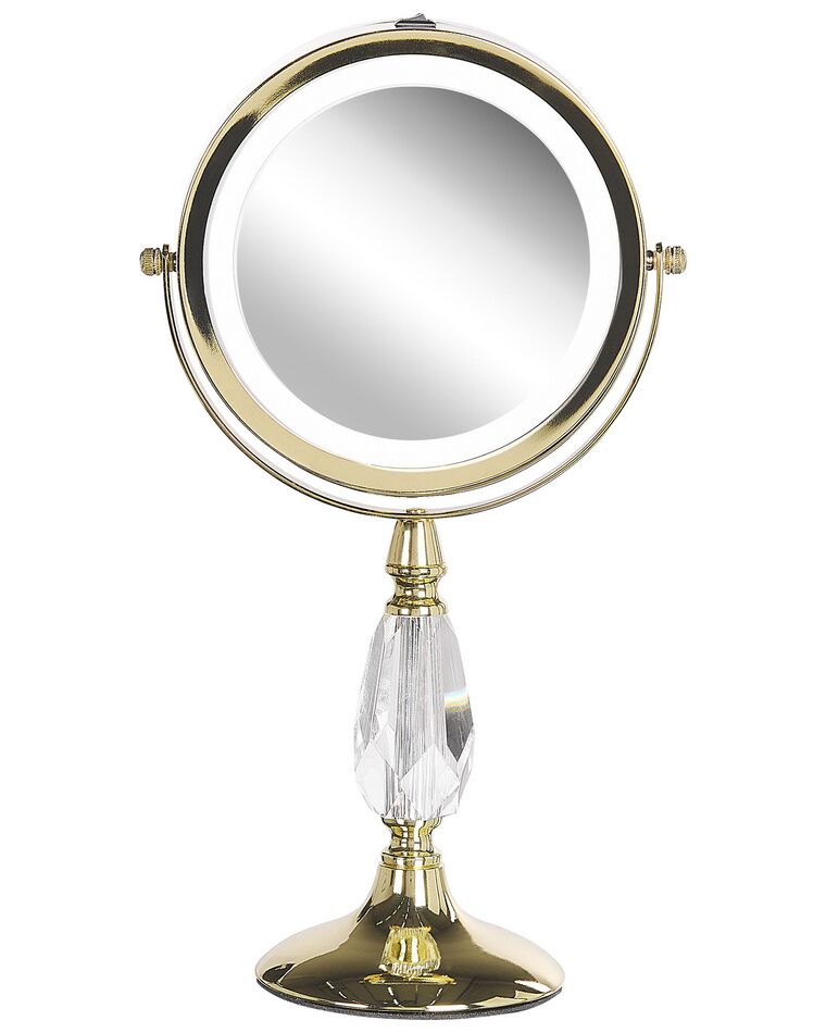 Kosmetikspiegel gold mit LED-Beleuchtung ø 18 cm MAURY_813598