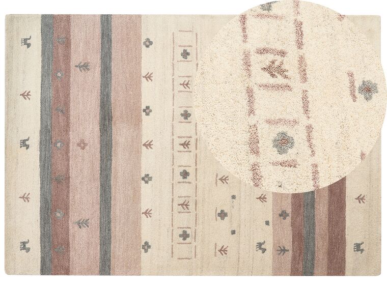 Vlněný koberec gabbeh 160 x 230 cm béžový/hnědý KARLI_856149