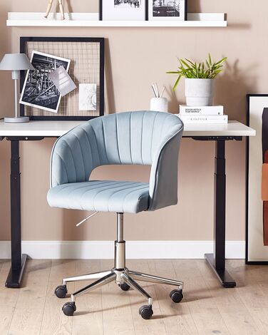 Velvet Desk Chair Beige Light Blue KATONAH