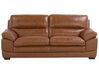 Canapé 3 places en cuir véritable et cuir PU marron HORTEN_720692