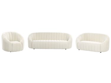 Conjunto de sofás com 6 lugares em veludo branco creme MALUNG
