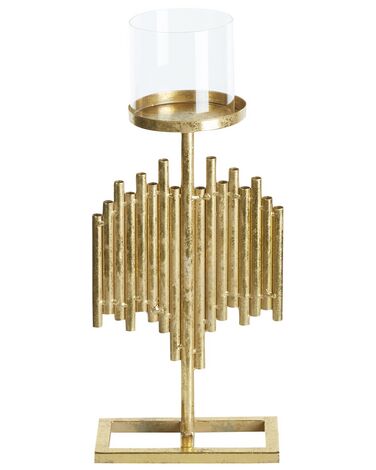 Kerzenständer Glas / Metall gold 47 cm NIAS
