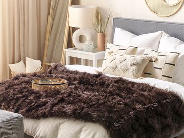 Faux Fur Bedspread 150 x 200 cm Brown DELICE