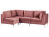 Right Hand 4 Seater Modular Velvet Corner Sofa Pink EVJA_859550