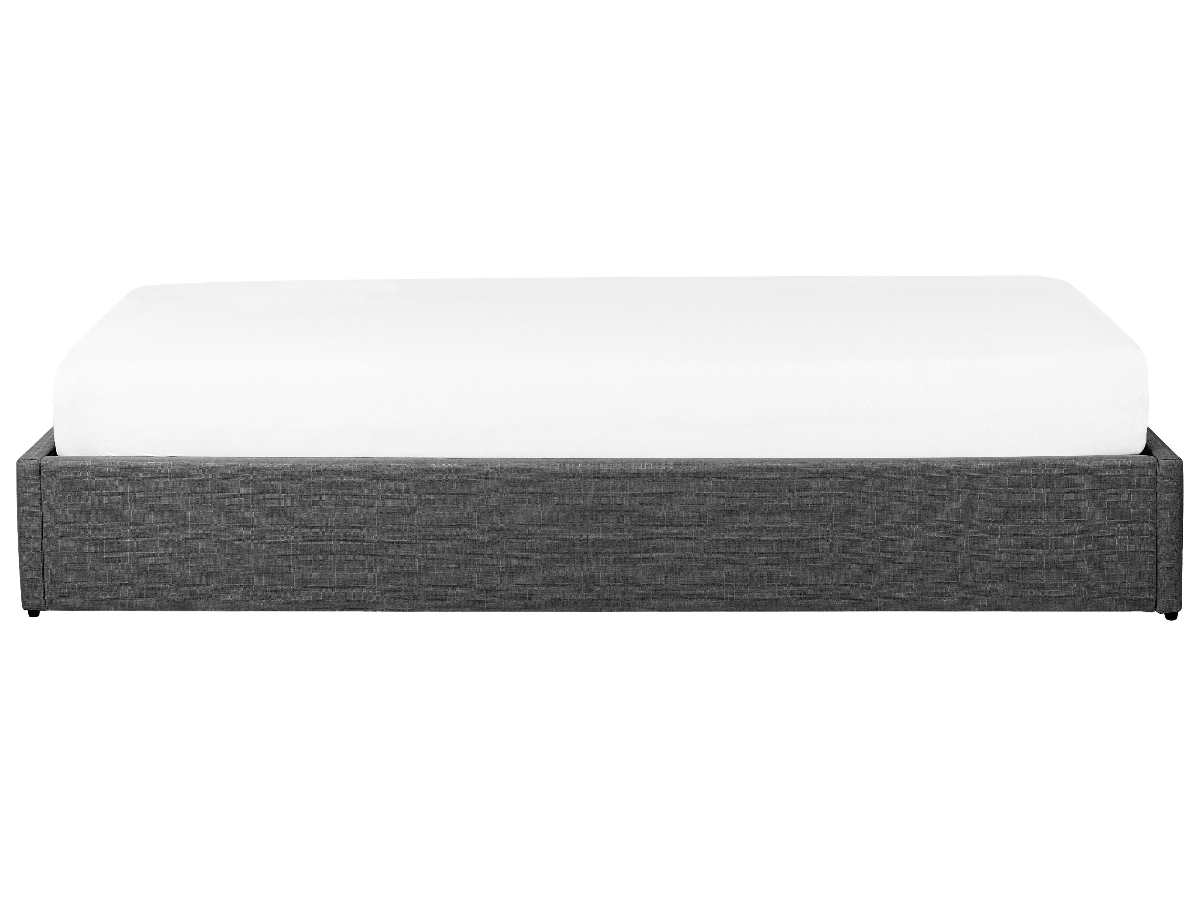 Łóżko z pojemnikiem tapicerowane 90 x 200 cm szare DINAN