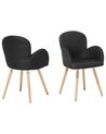 	Conjunto de 2 sillas de comedor de poliéster negro/madera clara BROOKVILLE_696180